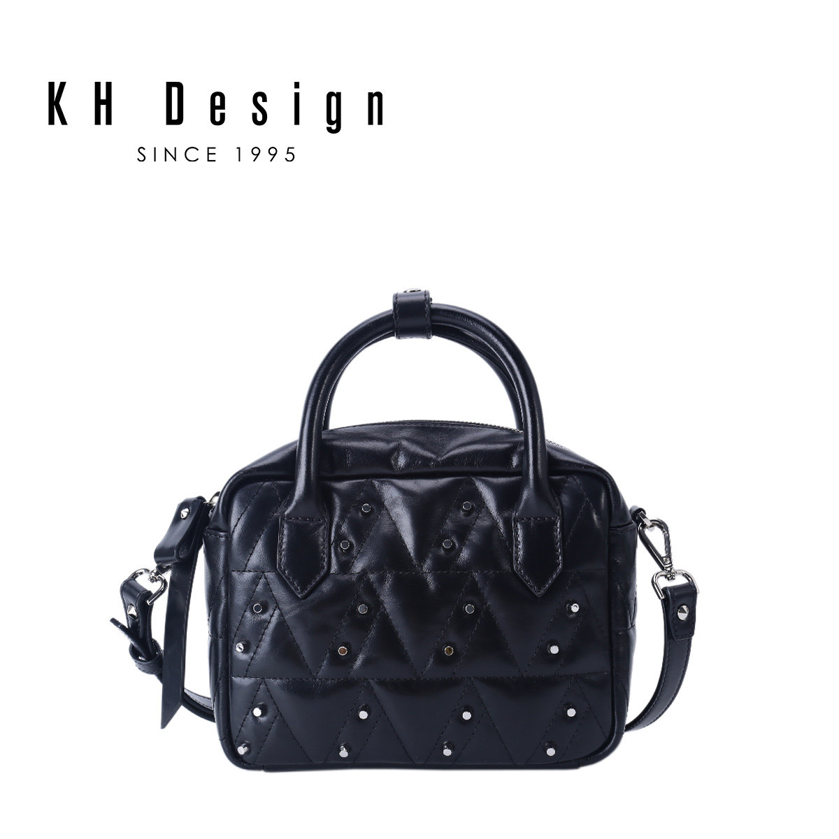 kh铆钉车线菱格波士顿手提单肩包 khdesign女士包袋