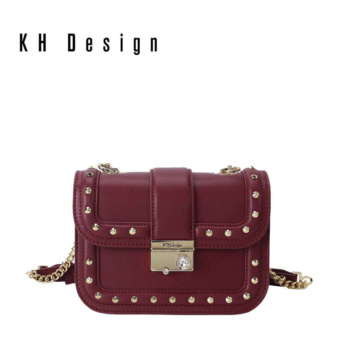 khdesign明治小方包个性铆钉斜挎包 khdesign女士包袋