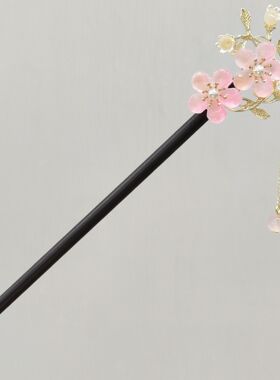 古风花朵发簪女木簪中式高级感发饰簪子汉服盘发头饰发钗步摇簪花