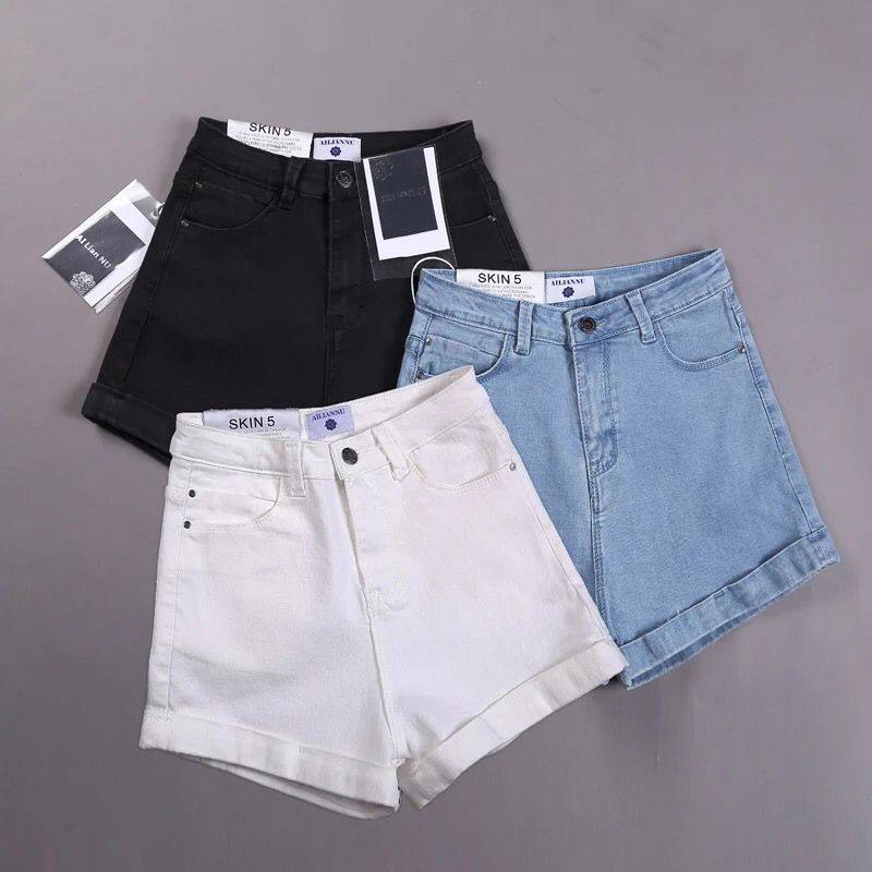 白色a字牛仔女夏2020高腰潮短裤 艾莲奴牛仔裤