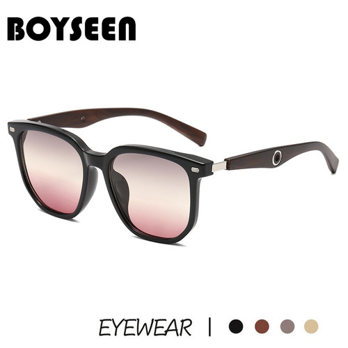 港风橄榄绿框墨镜男木纹镜腿渐变色太阳镜女防紫外线可配近视度数 - 图2