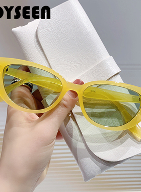 2022新款欧美时尚潮流街拍猫眼墨镜时尚三角形眼镜男女框架太阳镜