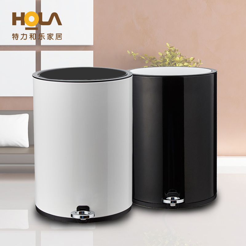 HOLA特力和樂屋簡約圓形緩降垃圾桶廚房臥室客廳腳踏垃圾收納桶
