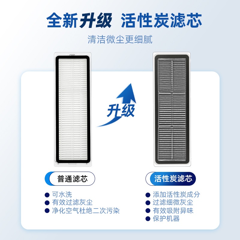 适配小米米家石头扫地机器人配件1S T6 T7滤网边刷滚刷盖板拖抹布