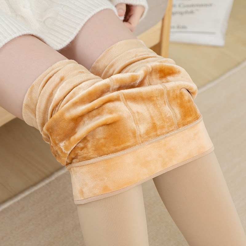 外穿春秋冬季加绒加肥加大码连裤袜 绒汇打底裤