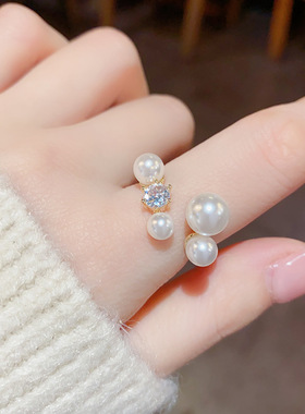 日韩精致名媛风开口均码戒指时尚优雅温柔百搭食指戒