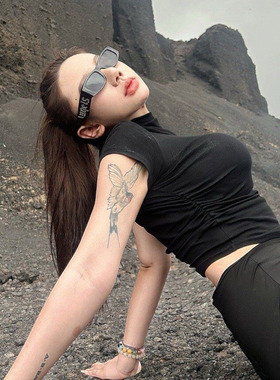 美式复古小框字母墨镜女个性街拍