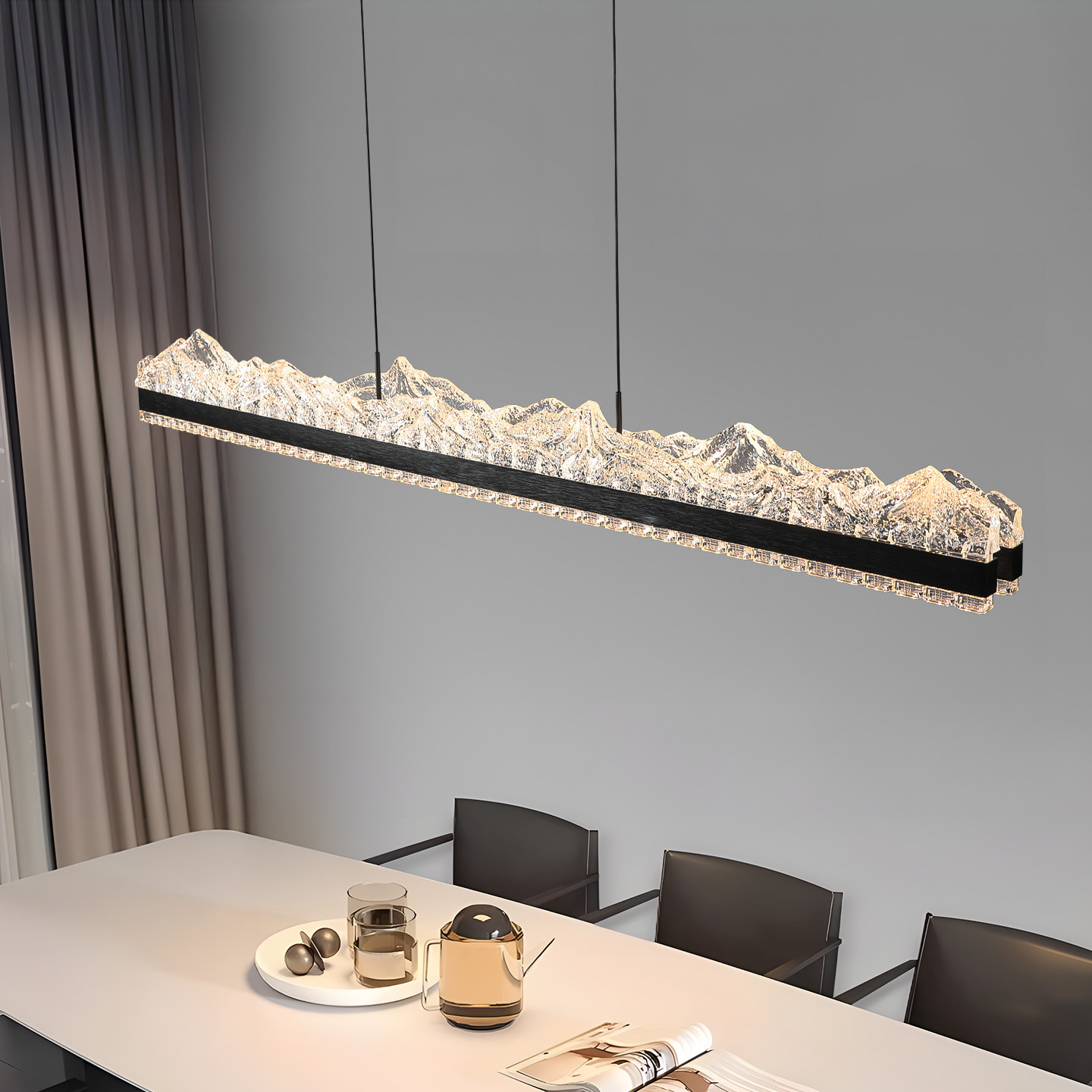 意式极简高端悬浮升降餐厅吊灯2025年新款轻奢长条一字饭厅餐桌灯,淘宝优惠券,粉丝福利购,淘宝优惠卷