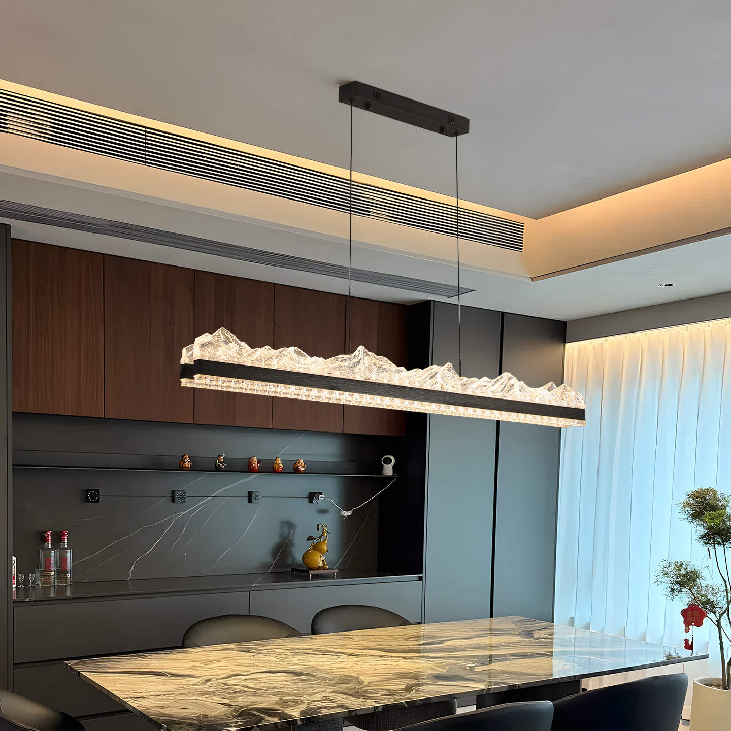 意式极简高端悬浮升降餐厅吊灯2025年新款轻奢长条一字饭厅餐桌灯,淘宝优惠券,粉丝福利购,淘宝优惠卷