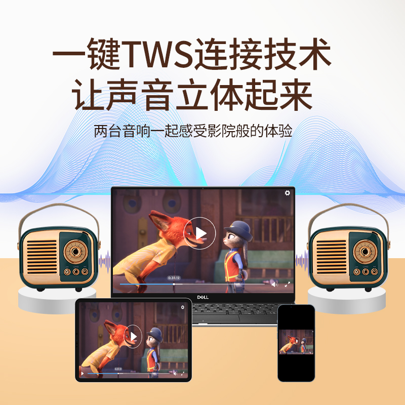 定制LOGO复古蓝牙音箱收音机迷你小型便携手机低音炮音响生日礼物 - 图1