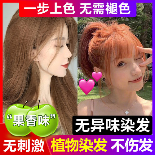 五倍子植物染发剂2024流行色栗棕色脏橘色奶茶色自己在家染头发膏 - 图1