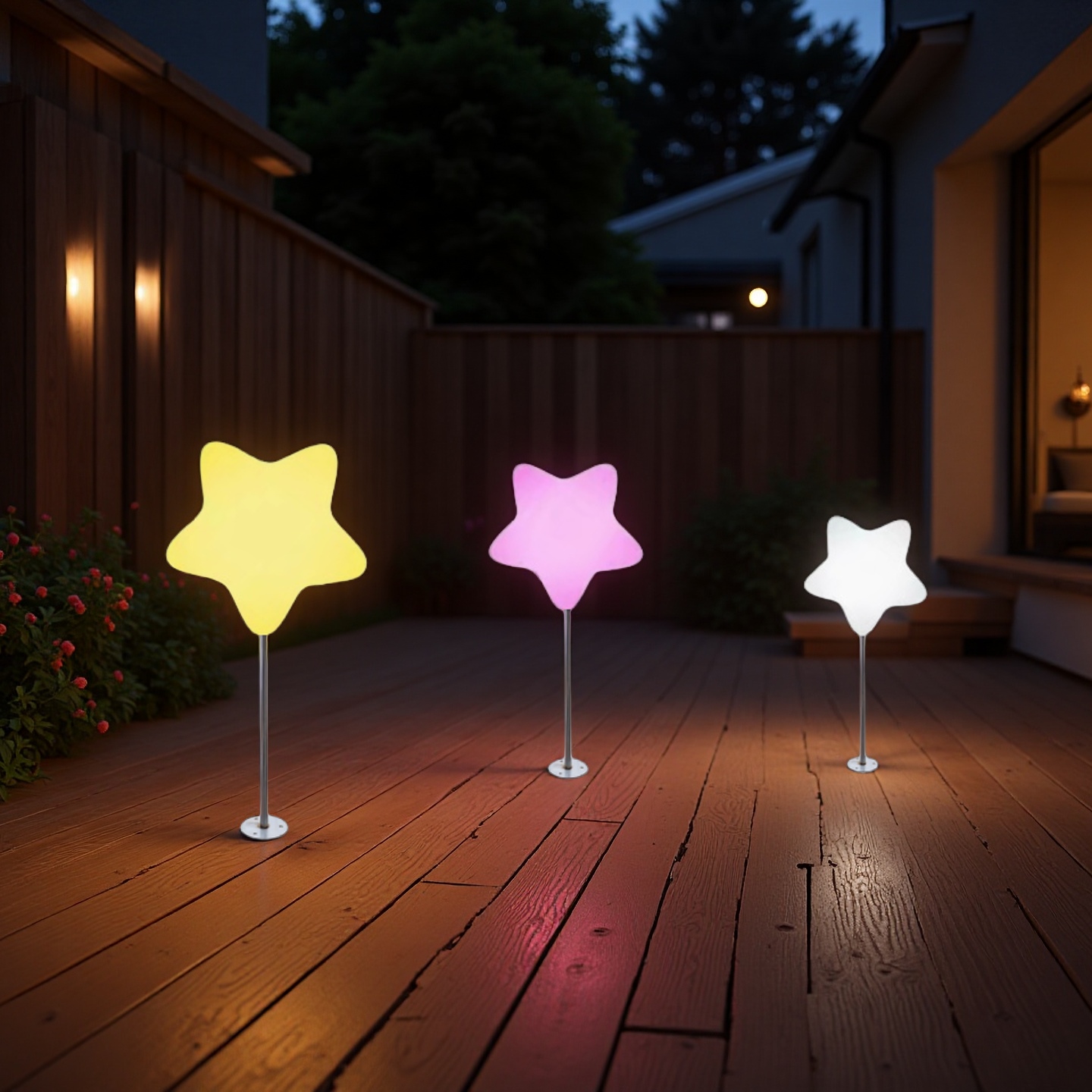 户外发光卡通星星灯草坪装饰灯吊顶灯太阳能庭院大号五角星灯造型 - 图2