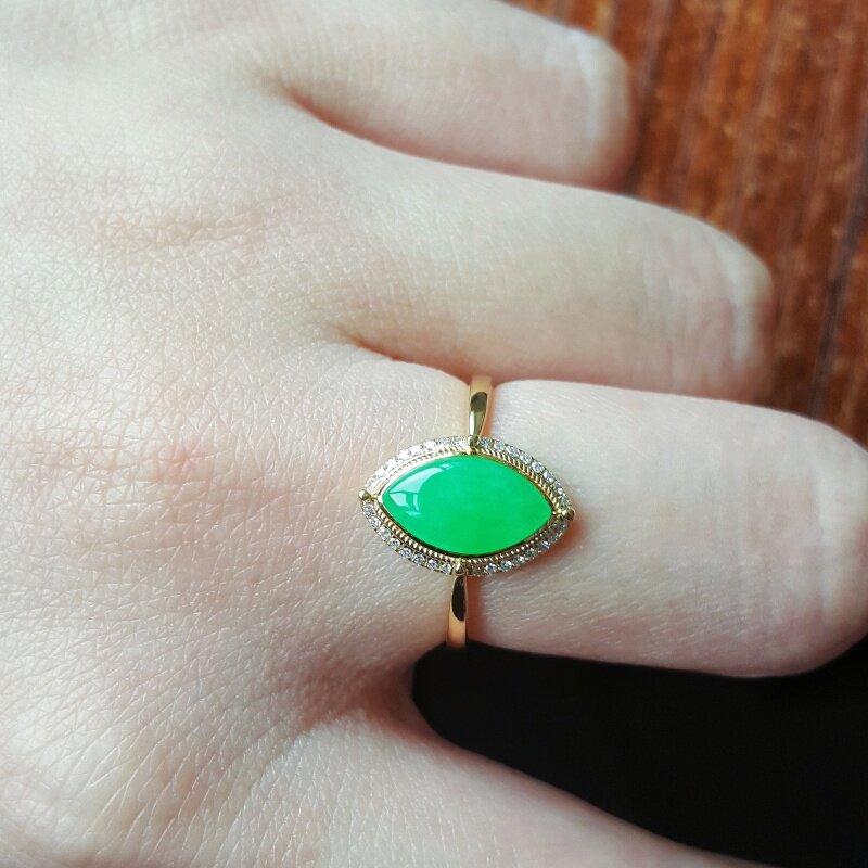 Natural Burmese Grade A Jadeite Ring Ice Jadeite