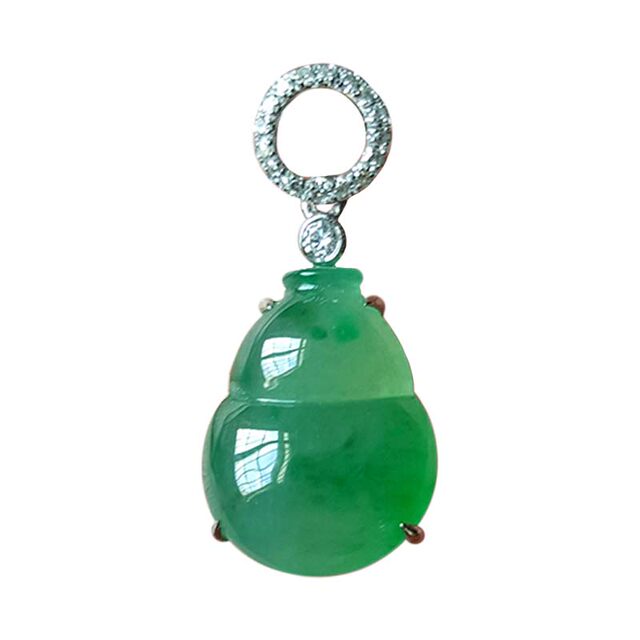 Hansang original jade gourd pendant a goods ice jade gourd inlaid 18k gold necklace jade gourd jade pendant