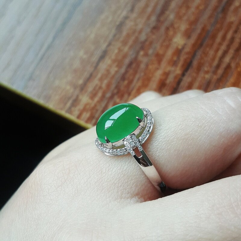 Jade Ring Natural Burmese Grade A Jadeite Cabochon Ring