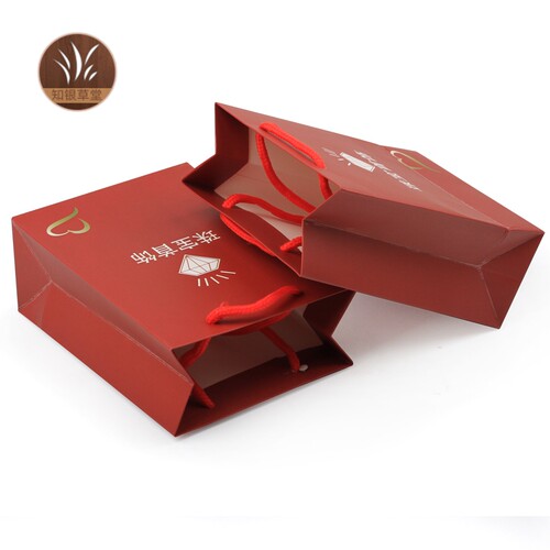 暗红心形珠宝玉器礼品纸袋手提袋烫金首饰包装盒袋文玩袋定制LOGO - 图3