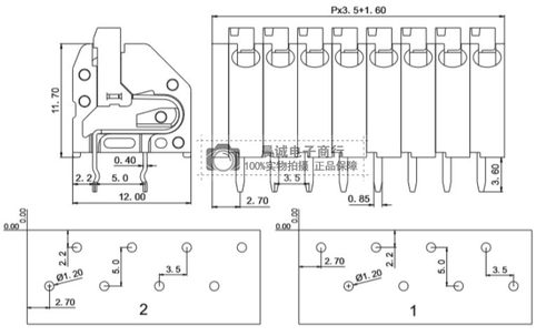 kf250-2.5\2.54mm免螺丝pcb接线端子2p3p弹簧按压式端子可拼现货 - 图1