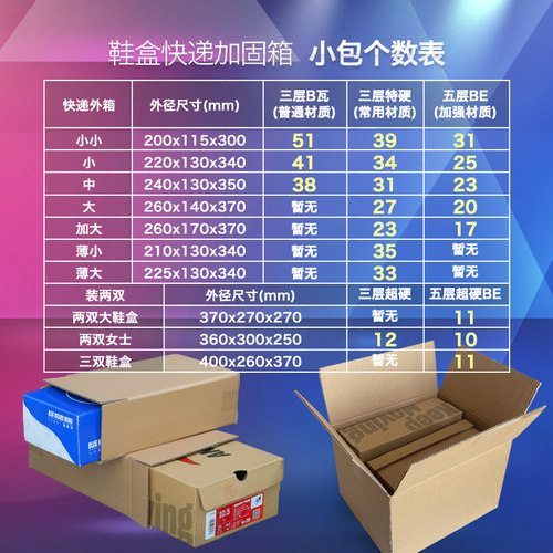鞋盒快递加固纸箱 运动鞋电商发货包装纸箱子 三层加硬纸壳箱批发 - 图1