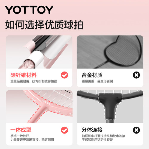 YOTTOY全碳素超轻羽毛球拍训练双拍套装4u5u官方正品官方旗舰店 - 图0