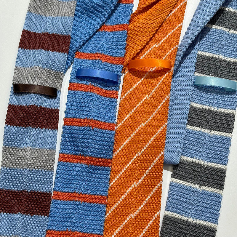 清仓不退换手打平头针织领带女橙色条纹撞色蓝灰棕小众个性腰带酷,淘宝优惠券,粉丝福利购,淘宝优惠卷