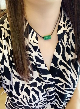 天然干青玉石桶珠吊坠小众设计