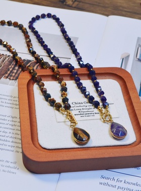 紫水晶短款吊坠项链日常简单百搭锁骨链毛衣挂链高级感女礼物