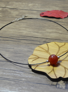 转运红珠雕刻玛瑙编织吊坠项链