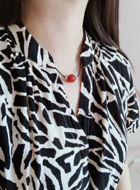 原创高级感本命年短款红玛瑙项链