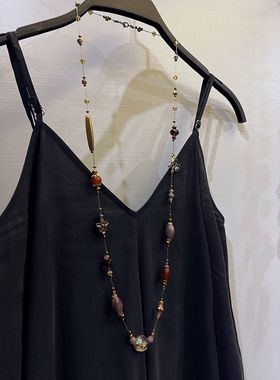 手工DIY串珠项链优雅长款水晶装饰链挂件复古毛衣链高级感饰品女