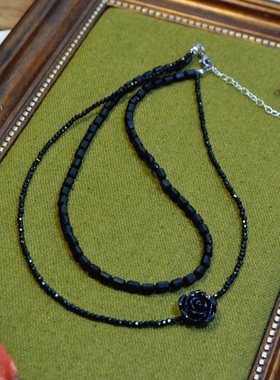 时尚饰品玫瑰花双层简约复古高级感精致锁骨链短款项链颈链日韩风