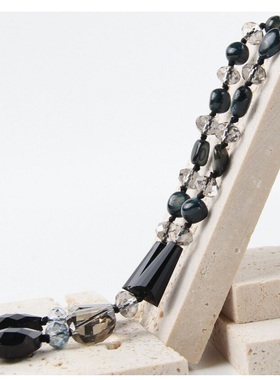 春夏高档百搭款长款项链双层时尚小众高级感毛衣链串珠水晶装饰链