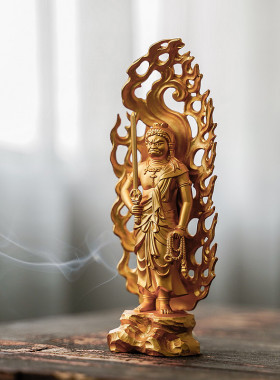 进口不动明王镀金佛像生肖鸡年