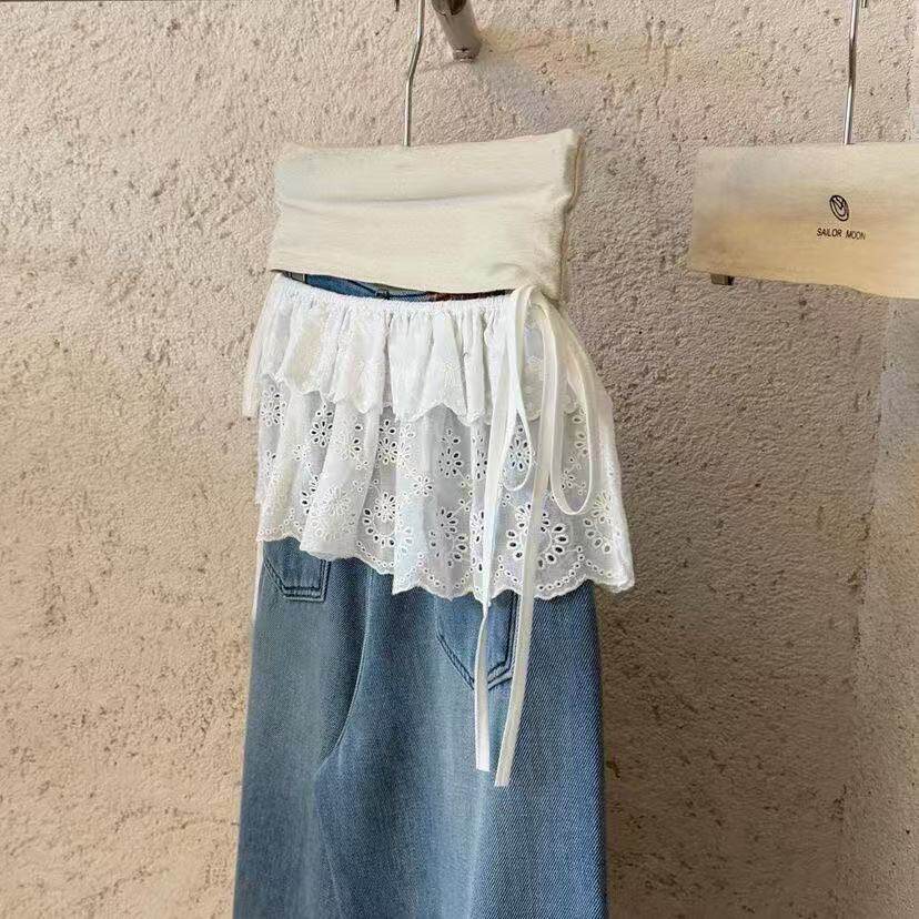 2025新款秋冬蕾丝女装百搭卫衣叠穿内搭遮屁帘下摆短裙花边半身裙