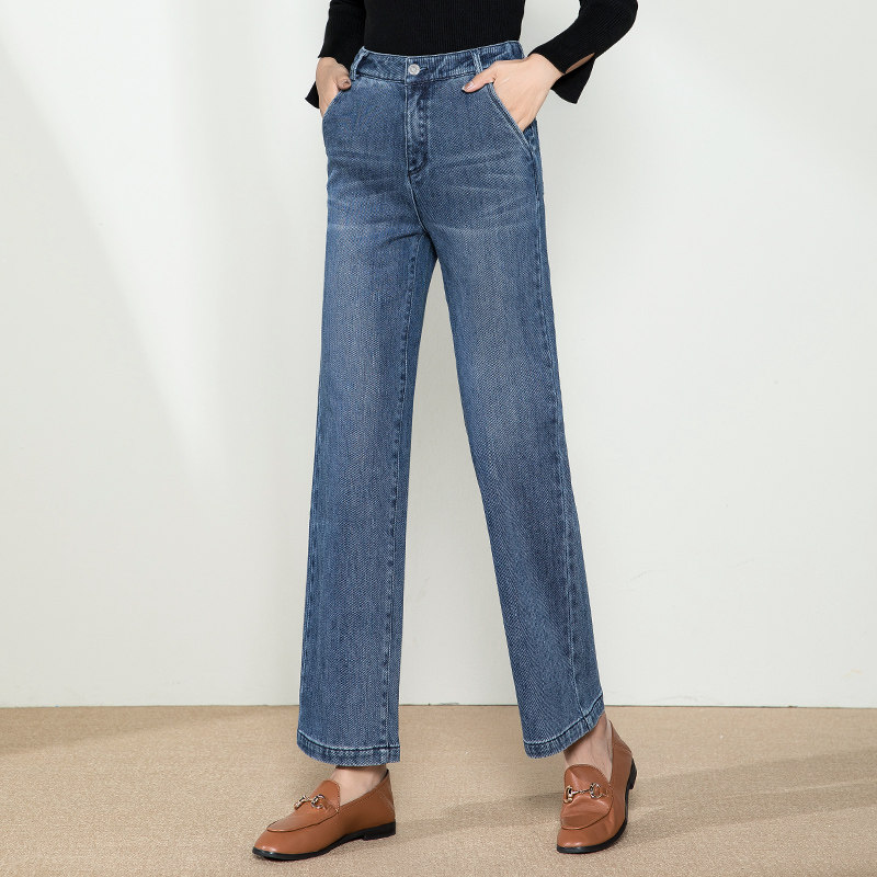 阔腿九分裤高腰2022新款显瘦裤子 阿芙蔓牛仔裤