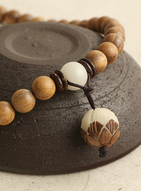 原创设计手工绿檀手串木质文艺