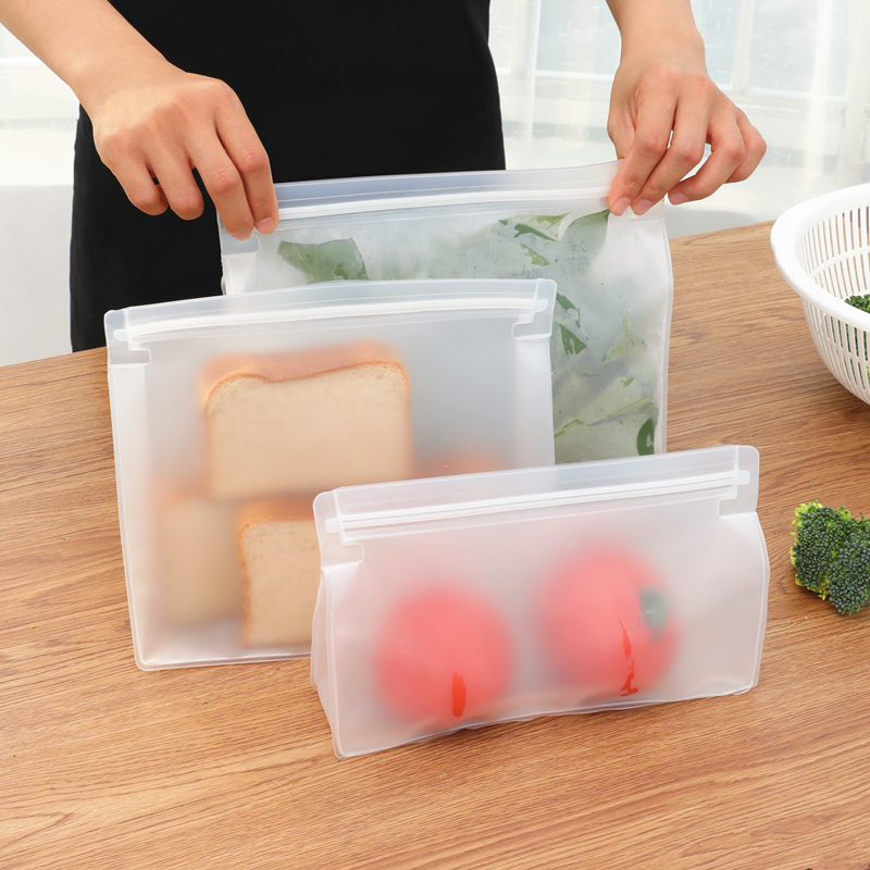 食品密封袋双条封加厚可重复使用蔬菜食物保鲜袋家用自封袋食品袋 - 图0