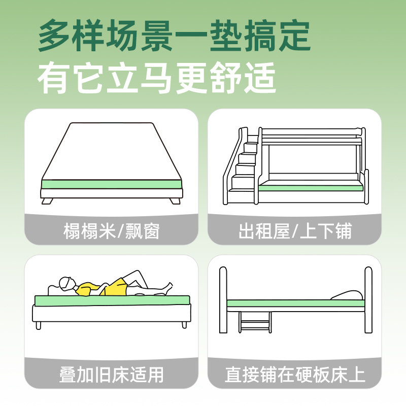 金橡树记忆棉床垫慢回弹软垫学生单人宿舍租房加厚榻榻米床垫子