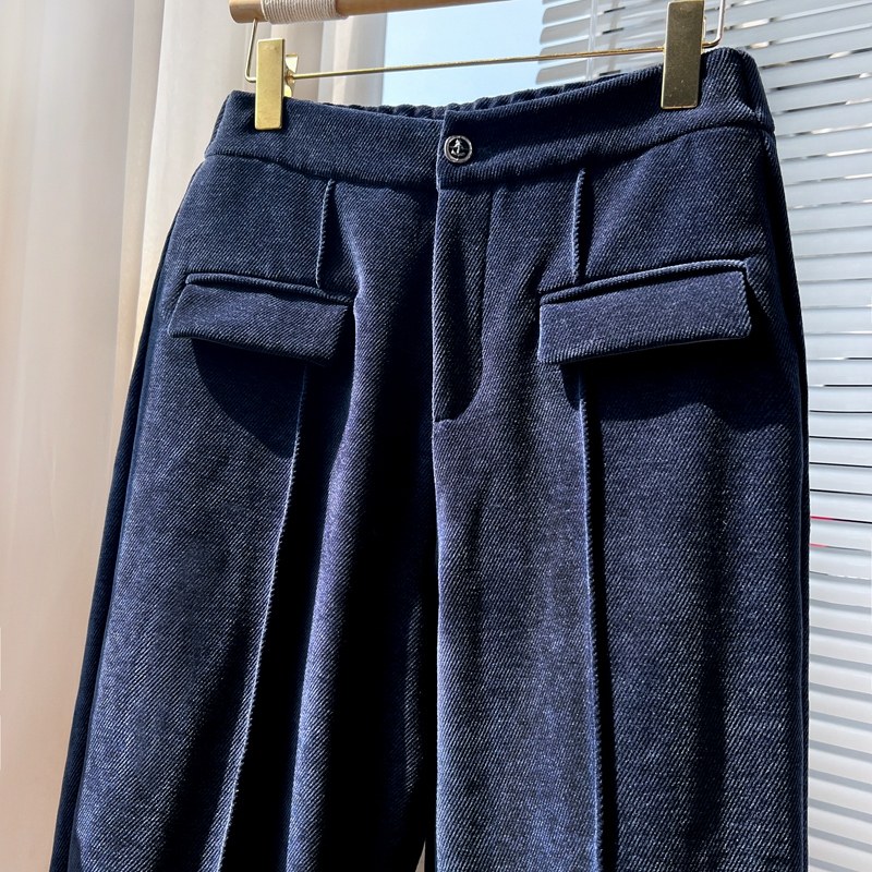 中性雪尼尔窄版阔腿裤女秋冬高腰垂感显瘦通勤休闲灯芯绒软糯风裤,淘宝优惠券,粉丝福利购,淘宝优惠卷