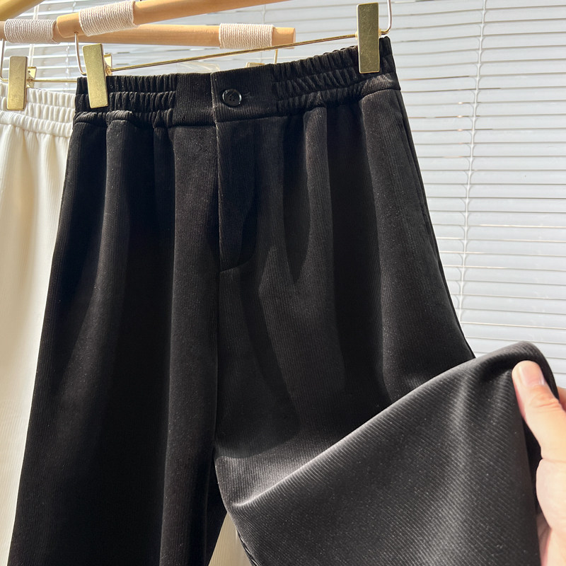 雪尼尔条纹窄版阔腿裤女2025春秋冬高腰加绒休闲灯芯绒直筒糯米裤,淘宝优惠券,粉丝福利购,淘宝优惠卷