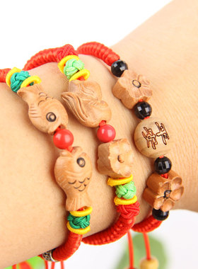 桃木手链貔貅虎头铃铛宝宝大人