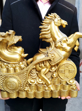 铜黄金万两马拉车摆件