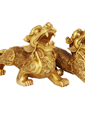 一对大号皮丘金钱怪兽貔貅摆件