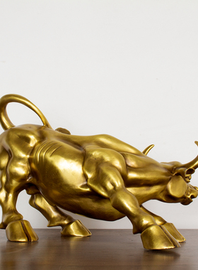 纯黄铜摆件华尔街牛简约现代
