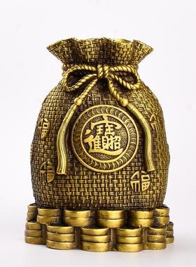 铜存钱罐摆件铜黄金袋钱袋客厅招财进宝存钱福袋储蓄罐纯黄铜摆件