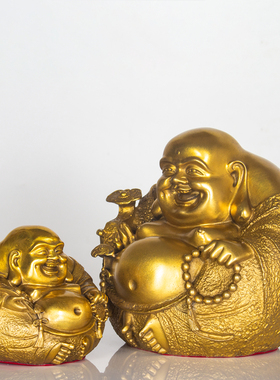 纯铜弥勒佛像摆件供奉佛堂家用一团和气招财镇宅大肚五子弥勒笑佛