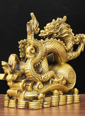 纯铜龙马精神摆件送朋友马到成功铜龙家居饰品办公室客厅桌面装饰