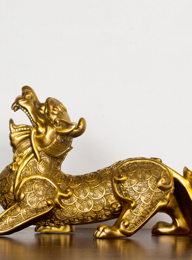 纯黄全铜貔貅摆件金钱家居装饰品客厅玄关办公室摆设开业礼品摆件