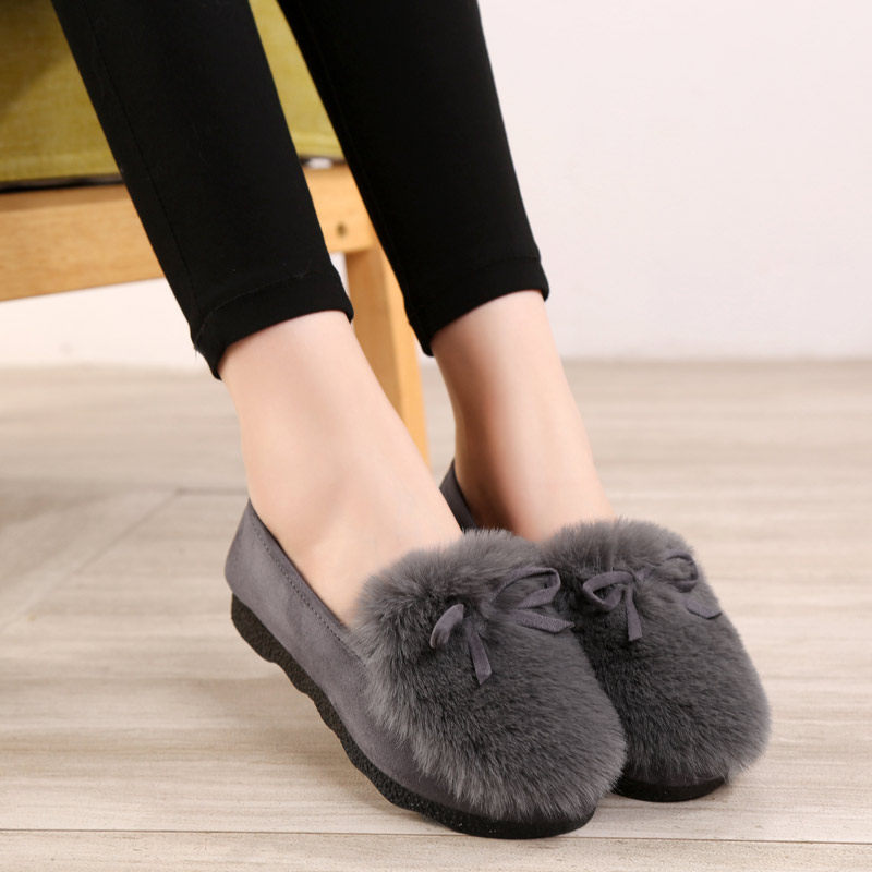 豆豆鞋女秋冬2024韩版加绒毛毛鞋女棉鞋学生浅口懒人平底鞋孕妇鞋,淘宝优惠券,粉丝福利购,淘宝优惠卷