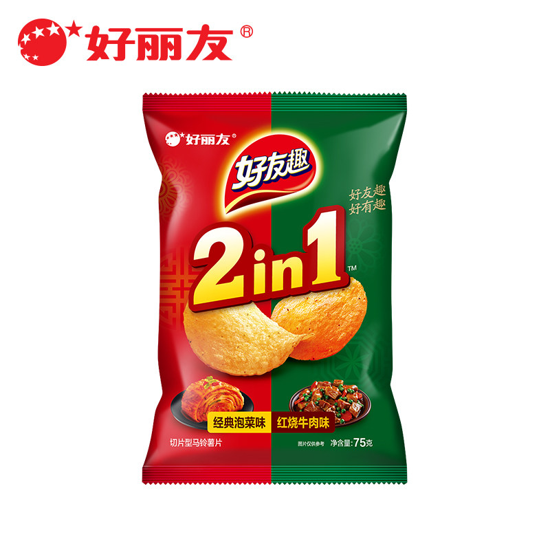 好丽友新品好友趣薯片经典75g泡菜 好丽友膨化食品