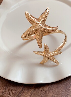 开口可调节金属海星手镯臂环 个性冷淡风手饰品